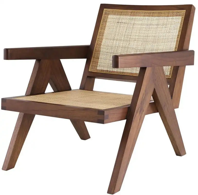 Casa Padrino sedia di design marrone / naturale 58 x 82 x A. 70 cm - Sedia in legno massello con braccioli e rattan intrecciato a mano - Mobili per Soggiorno di Lusso Neuheit