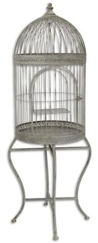 Neu Casa Padrino gabbia per uccelli Art Nouveau con supporto grigio 45 x 45 x A. 120,5 cm - Accessori Barocco e Art Nouveau