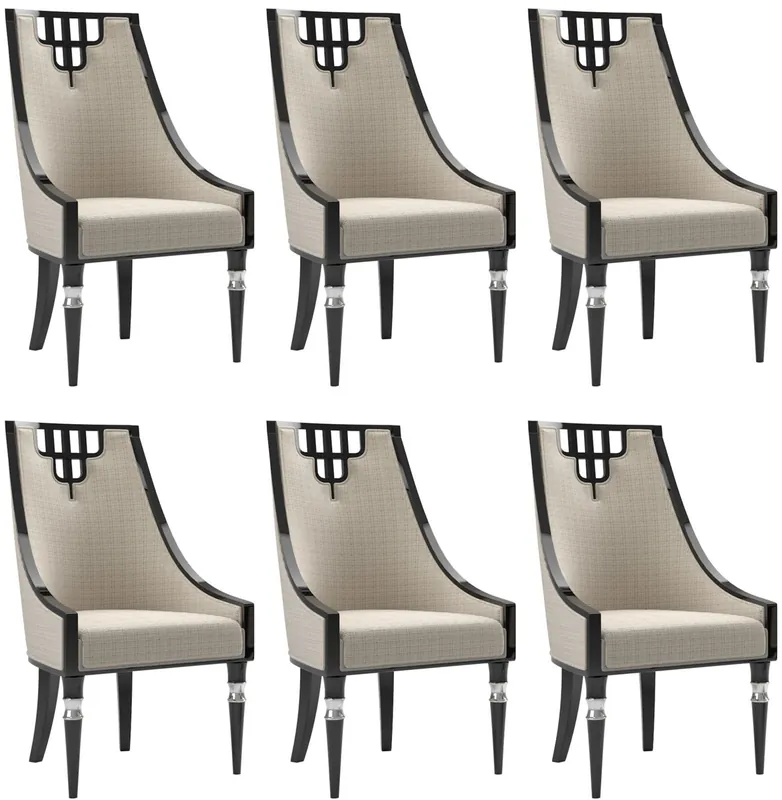 Rabatt Casa Padrino set sedia da pranzo Art Déco di lusso beige / nero / argento 55 x 55 x A. 105 cm - Set da 6 sedie da cucina nobile - Mobili per Sala da Pranzo Art Déco