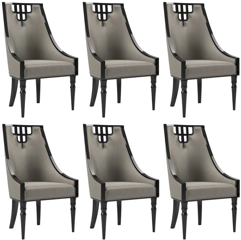 Sale Casa Padrino set sedia da pranzo Art Déco di lusso grigio / nero 55 x 55 x A. 105 cm - Set da 6 sedie da cucina nobile - Mobili per Sala da Pranzo Art Déco