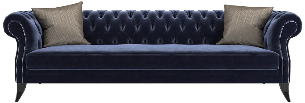 Casa Padrino divano Chesterfield in velluto di lusso viola / nero / argento 250 x 100 x A. 80 cm - Qualità di Lusso - Mobili Soggiorno Chesterfield Markenprodukt