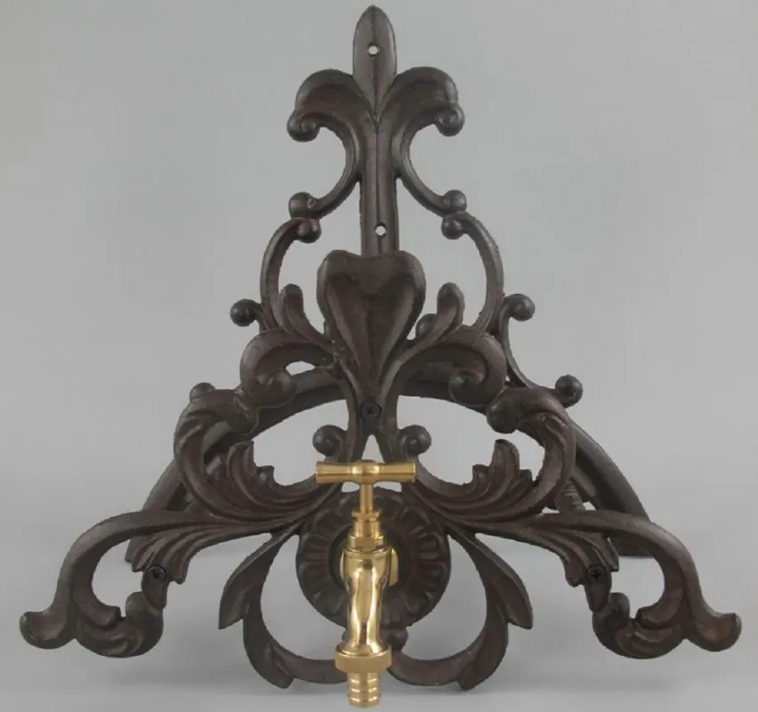 Angebot Casa Padrino supporto da parete per tubo da giardino Art Nouveau con rubinetto marrone rustico 35 x 21 x A. 35 cm - Accessori da Giardino