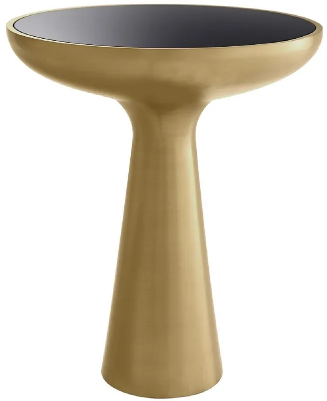 Casa Padrino tavolino di lusso ottone / nero Ø 50 x A. 60 cm - Tavolo rotondo in acciaio inossidabile con piano in vetro - Mobili per Soggiorno Garantierte Lieferung