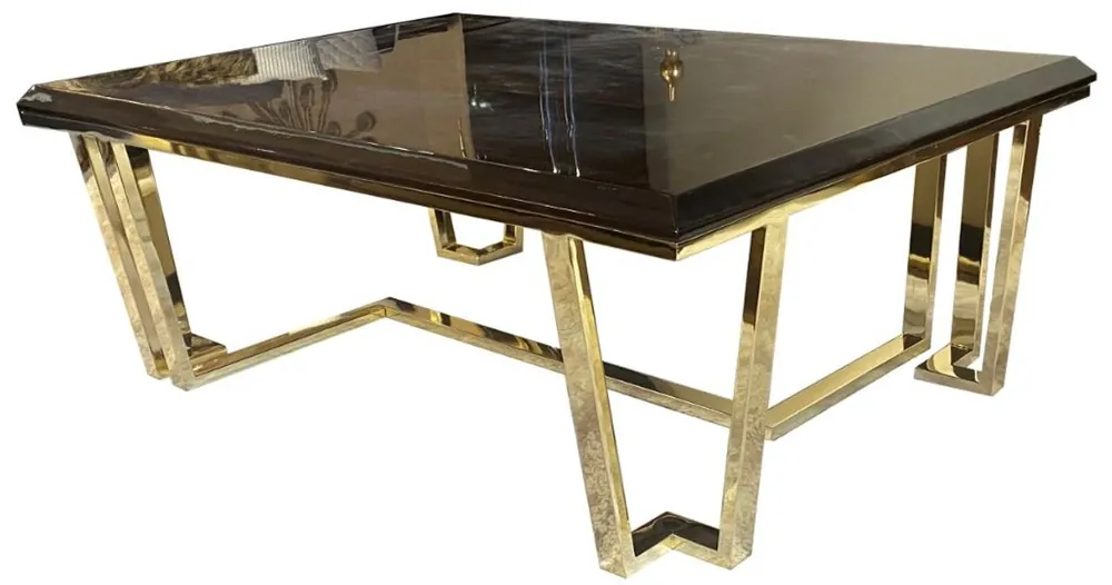 Casa Padrino tavolo soggiorno Art Déco di lusso marrone scuro / oro 130 x 90 x A. 45 cm - Noble tavolo da salotto con lastra di vetro - Mobili Art Déco Solange Der Vorrat Reicht