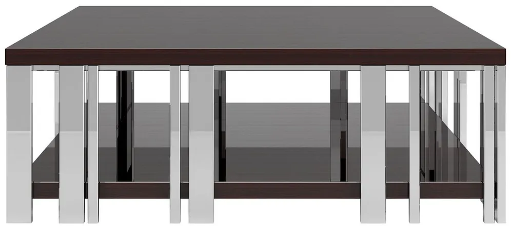 Casa Padrino tavolo soggiorno Art Déco di lusso marrone scuro / argento 120 x 120 x A. 45 cm - Tavolo da salotto nobile - Mobili Art Deco - Qualità di Lusso Online Kaufen