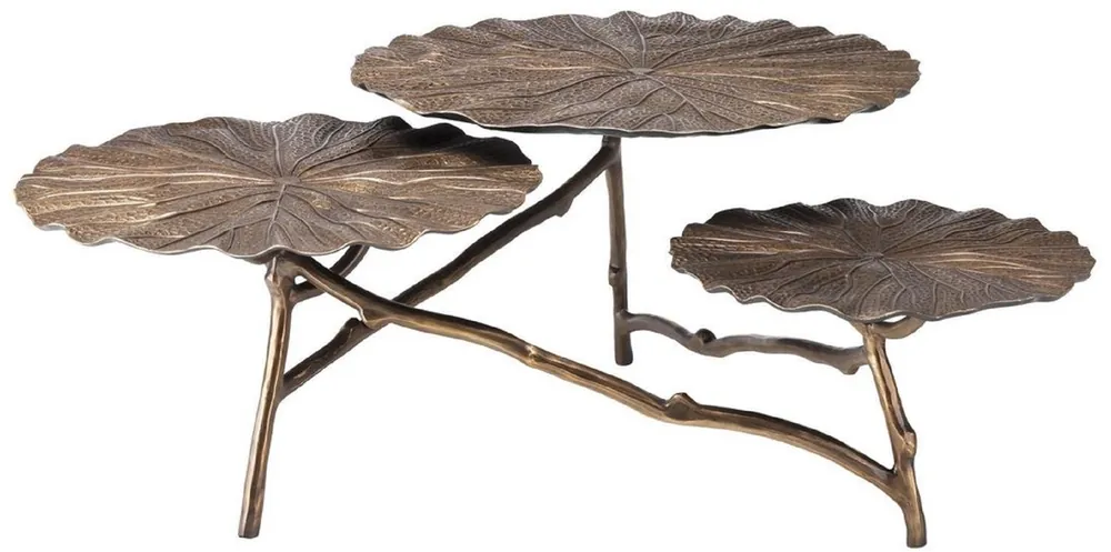 Casa Padrino tavolo da salotto di design ottone antico A. 37 cm - Tavolino da caffè in alluminio con 3 piani d'appoggio - Mobili da salotto di lusso Sale