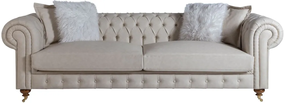 Casa Padrino divano Chesterfield di lusso grigio / marrone 240 x 100 x A. 78 cm - Nobile divano del salotto - Mobili Chesterfield Preisreduziert