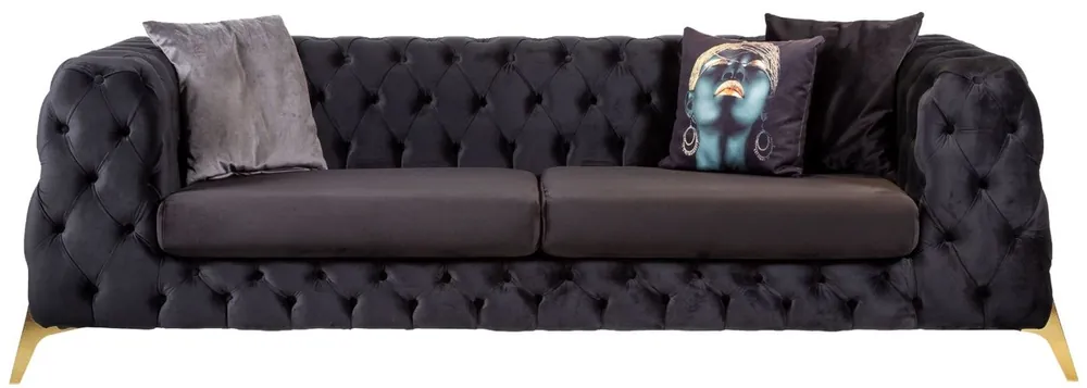 Casa Padrino divano in velluto Chesterfield di lusso viola / ottone 240 x 95 x A. 81 cm - Divano da salotto moderno - Mobili Chesterfield Top-Preis