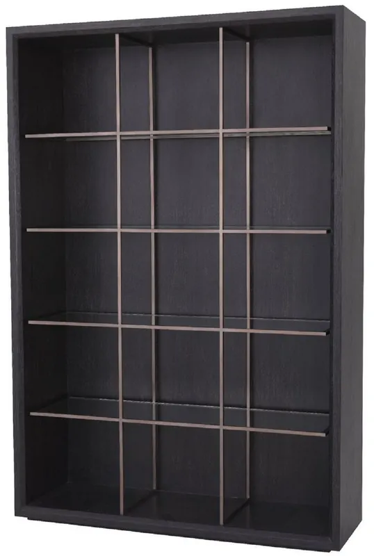 Casa Padrino cabinet mensola di lusso con 4 ripiani in vetro grigio antracite / rame 150 x 46 x A. 221,5 cm - Armadio per Libri - Armadio Soggiorno - Armadio Ufficio - Armadio di Lusso Bestpreis