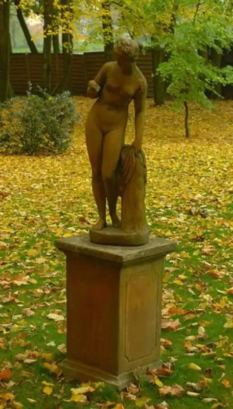 Billig Scultura Casa Padrino Art Nouveau Venere con mela stile antico grigio muschio 27 x H 94 cm stile antico - decorazione barocca da giardino - pesante e solida