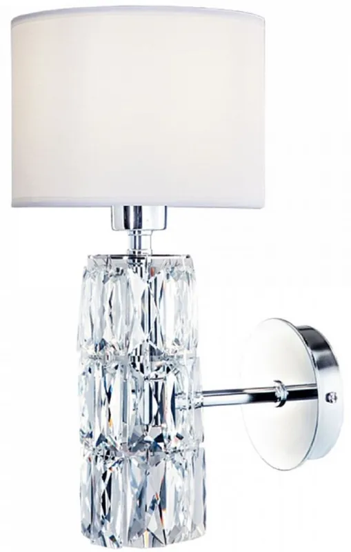 Casa Padrino lampada da parete di design argento / bianco 15 x 19 x A. 31 cm - Lampada da parete moderna in metallo con eleganti elementi in vetro e paralume rotondo Geprüft