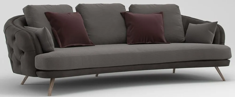 Wochenendangebot Casa Padrino divano 3 posti Chesterfield di lusso grigio / marrone 240 x 95 x A. 85 cm - Divano del Soggiorno - Mobili del Soggiorno