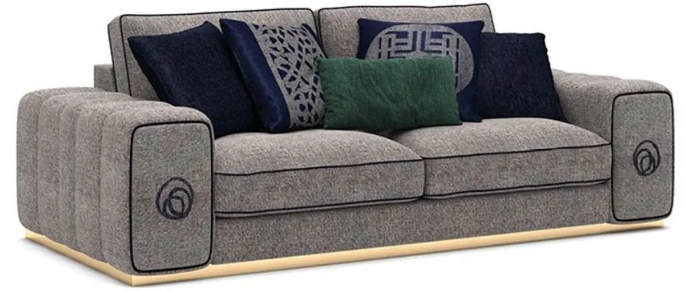 Direkt Vom Hersteller Casa Padrino divano da salotto di lusso grigio / nero / oro 220 x 100 x A. 65 cm - Mobili da soggiorno nobili - Mobili di Lusso