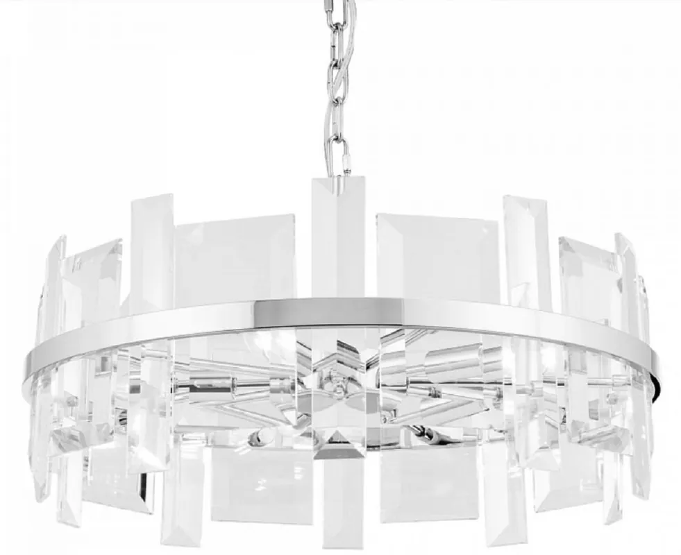 Casa Padrino lampada a sospensione argento Ø 60 cm - Moderna lampada a sospensione rotonda con struttura in metallo e lastre di vetro - Luci di Design Must-Have