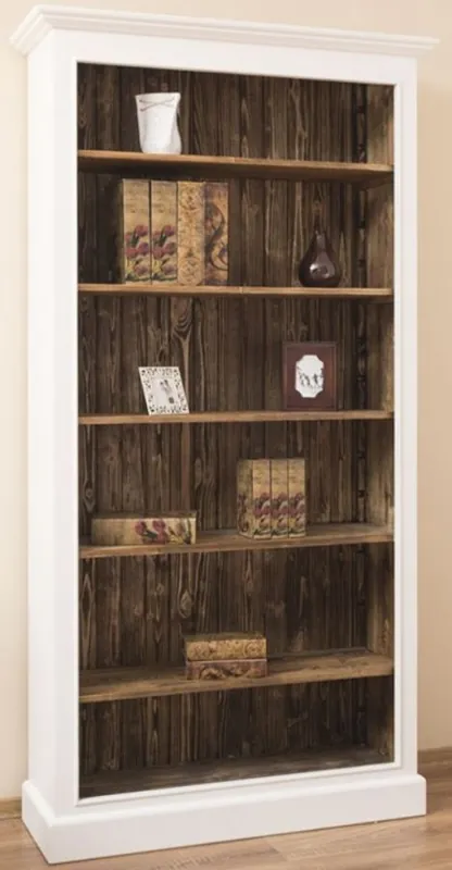 Casa Padrino armadio per libri stile country bianco / marrone 110 x 39 x A. 210 cm - Armadio in legno massiccio - Armadio da soggiorno - Armadio da ufficio - Mobile in Stile Country Ausverkauf