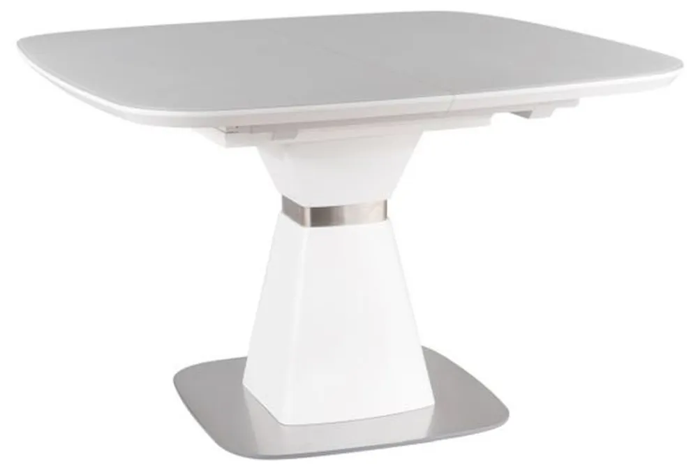 Casa Padrino tavolo da pranzo di lusso bianco opaco / argento 120-160 x 120 x A. 76 cm - Tavolo da pranzo moderno allungabile con vetro temperato - Mobili per sala da pranzo Preisreduziert