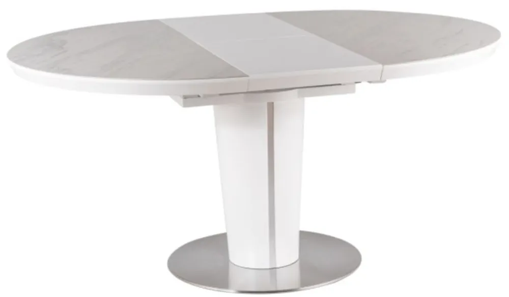Super-Preis Casa Padrino tavolo da pranzo di lusso bianco opaco / grigio / argento 120-160 x 120 x A. 76 cm - Tavolo da pranzo moderno allungabile con piatti in ceramica effetto marmo - Mobili da Cucina