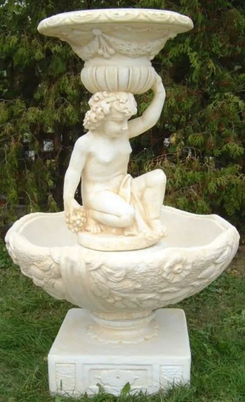 Casa Padrino fontana da giardino Art Nouveau bianco / sabbia Ø 92 x A. 149 cm - Elegante fontana da giardino - Fontane di Decorazione del Giardino in Stile Barocco e Art Nouveau Wochenendangebot