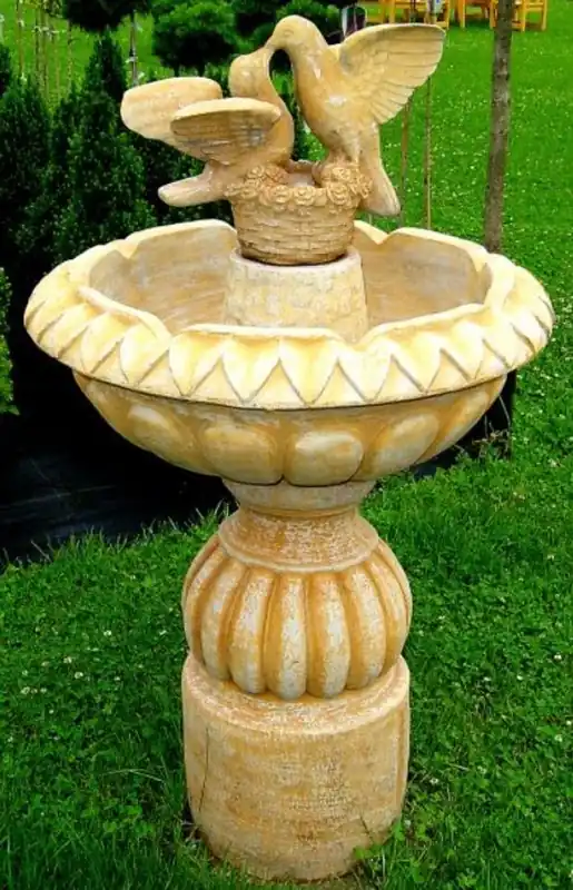 Echt Casa Padrino fontana da giardino Art Nouveau con piccioni decorativi beige Ø 73 x A. 125 cm - Elegante fontana da giardino - Fontane di Decorazione del Giardino in Stile Barocco e Art Nouveau