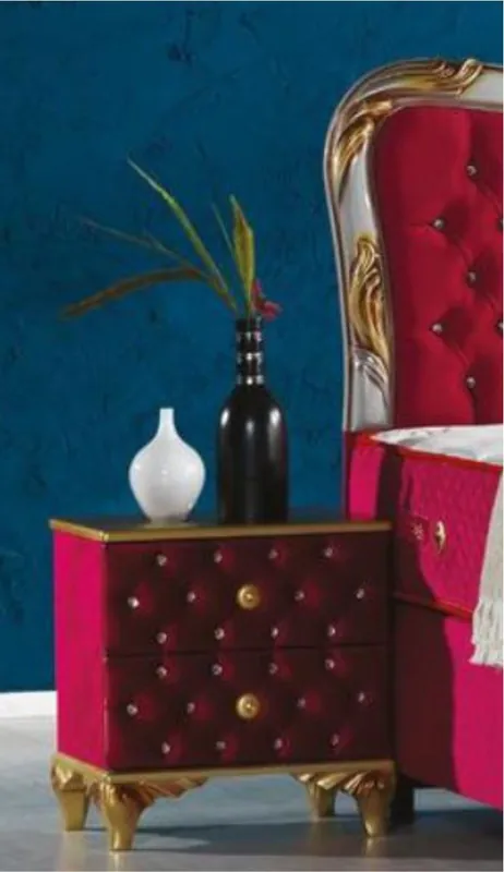 Casa Padrino comodino barocco con strass e 2 cassetti rosso bordeaux / oro 50 x 50 x A. 50 cm - Tavolino in stile barocco - Mobili Camera da Letto Barocco Jetzt Kaufen