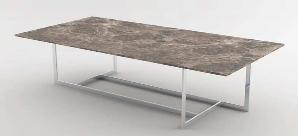 Geprüft Casa Padrino tavolo da salotto di lusso argento / marrone 160 x 80 x A. 40 cm - Tavolo da salotto moderno rettangolare con piano in marmo e struttura in acciaio inossidabile - Collezione di Lusso