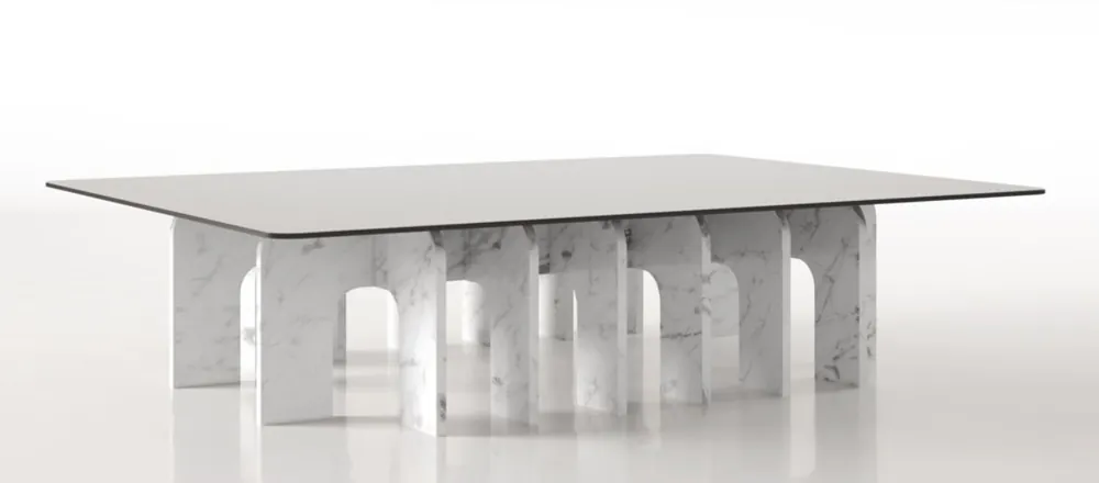 Casa Padrino tavolo da salotto di lusso in marmo con lastra di vetro bianco 140 x 80 x A. 35 cm - Tavolo da salotto rettangolare in marmo spagnolo di Carrara di alta qualità - Mobili da soggiorno di lusso Neu Im Sortiment