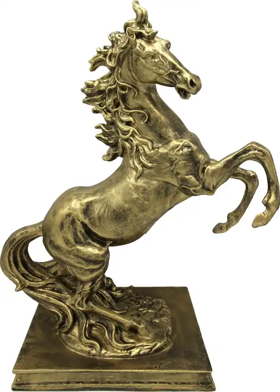 Scultura Casa Padrino cavallo selvaggio oro H 45 x 35 x 20 cm - figura decorazione barocca Zertifiziert