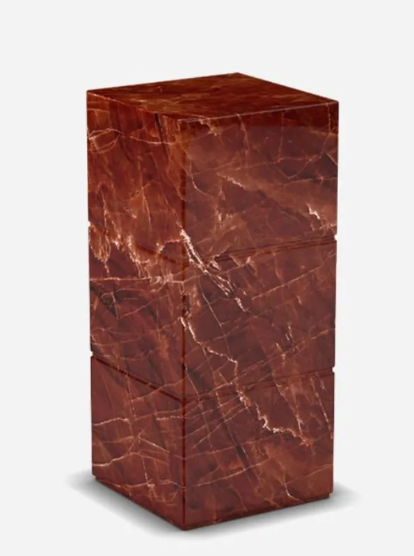 Casa Padrino tavolino di lusso in marmo Travertino rosso 30 x 30 x A. 70 cm - Mobili per soggiorno - Mobili in marmo - Collezione di Lusso Neue Ware
