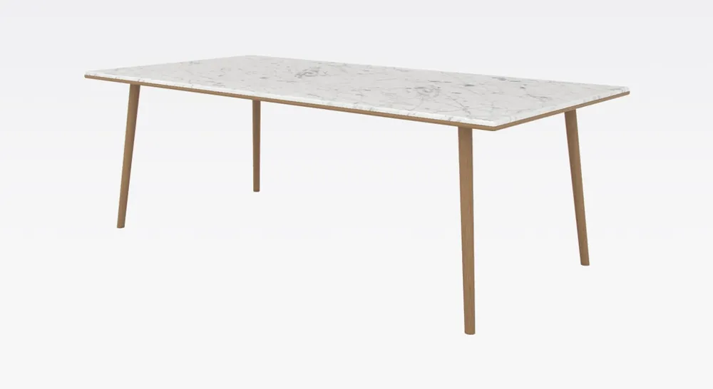 Versand Am Gleichen Tag Casa Padrino tavolo da pranzo di lusso bianco / naturale 210 x 110 x A. 75 cm - Tavolo da cucina moderno in legno di rovere con piano in marmo di Carrara - Mobili da pranzo di lusso