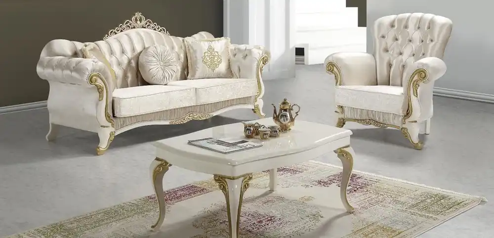 Casa Padrino set da soggiorno barocco champagne / crema / oro - 2 Divani e 2 Poltrone e 1 Tavolo da Salotto - Mobili per soggiorno - Nobile e Magnifico Aktuell