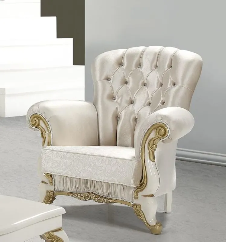 Casa Padrino poltrona barocco con strass champagne / crema / oro 112 x 85 x A. 112 cm - Mobili per Soggiorno - Nobile e Magnifico Letzte Chance