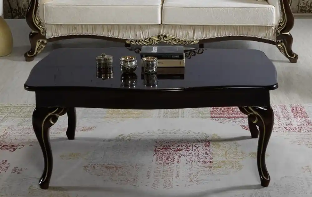 Casa Padrino tavolo soggiorno barocco nero / oro 105 x 74 x A. 50 cm - Tavolo da salotto in stile barocco - Mobili da salotto barocchi Ausverkauf