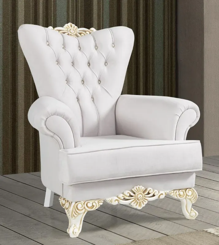 Günstig Casa Padrino poltrona barocco grigio chiaro / bianco / oro 93 x 75 x A. 107 cm - Nobile poltrona da salotto con strass - Mobili Barocchi