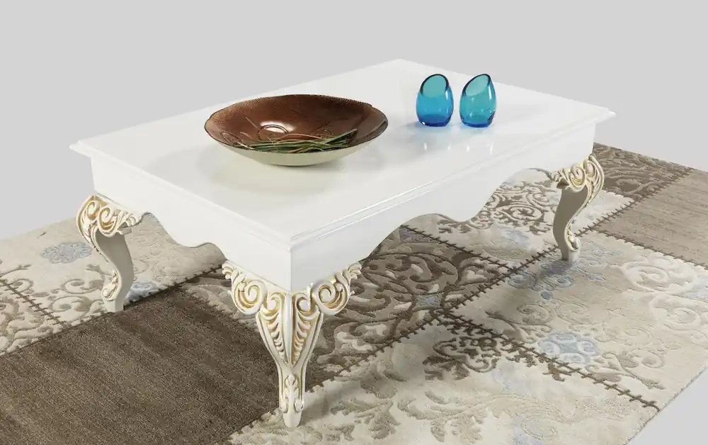 Casa Padrino tavolo soggiorno barocco bianco / crema / oro 105 x 75 x A. 42 cm - Tavolo da salotto in stile barocco - Mobili da salotto barocchi Kracherpreis