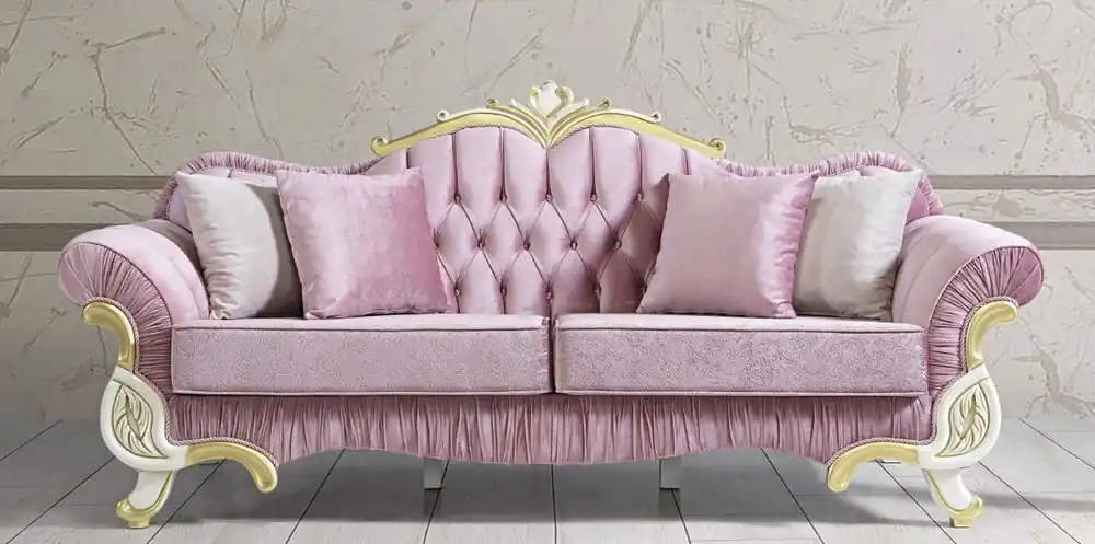 Solange Der Vorrat Reicht Casa Padrino divano del soggiorno barocco con strass rosa / bianco / oro 228 x 105 x A. 85 cm - Nobile e Magnifico