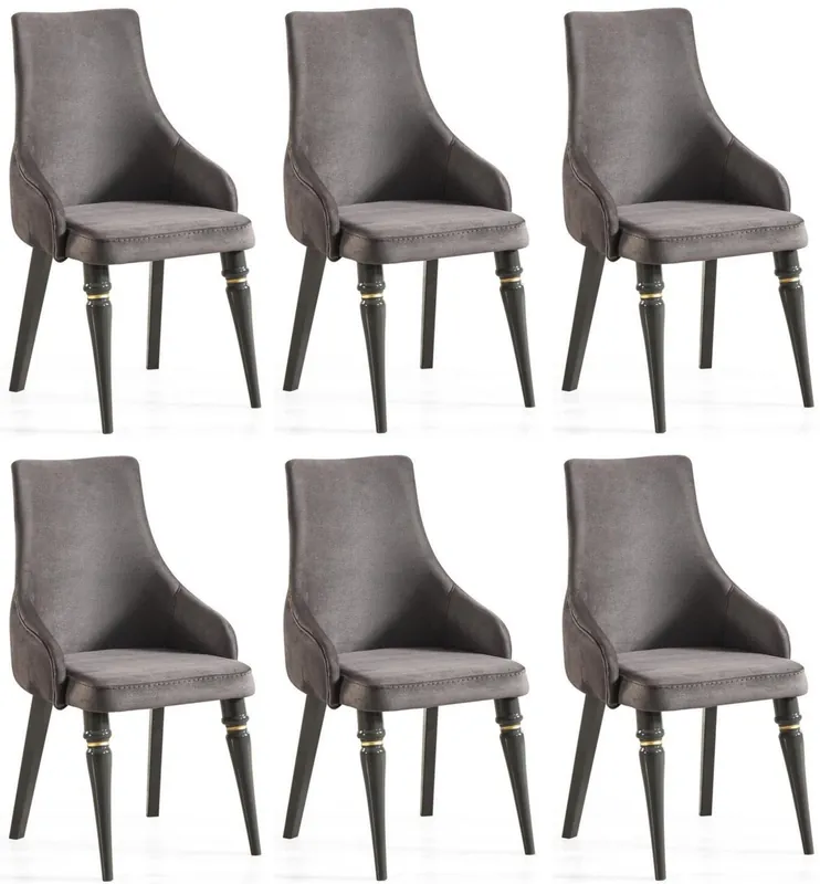 Casa Padrino set sedia da pranzo Art Déco di lusso grigio / oro 57 x 55 x A. 98 cm - Set da 6 sedie da cucina nobile - Mobili per Sala da Pranzo Art Déco Bestseller