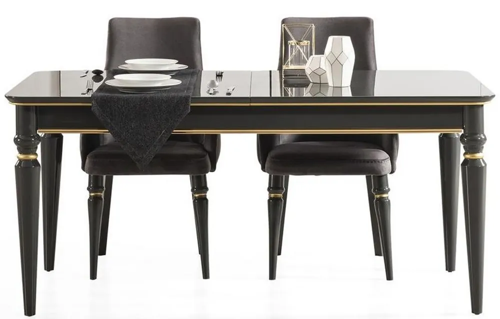 Casa Padrino tavolo da pranzo Art Déco di lusso grigio / oro 170-208 x 90 x A. 76 cm - Tavolo da pranzo nobile allungabile - Mobili da Sala da Pranzo Art Déco Geprüft