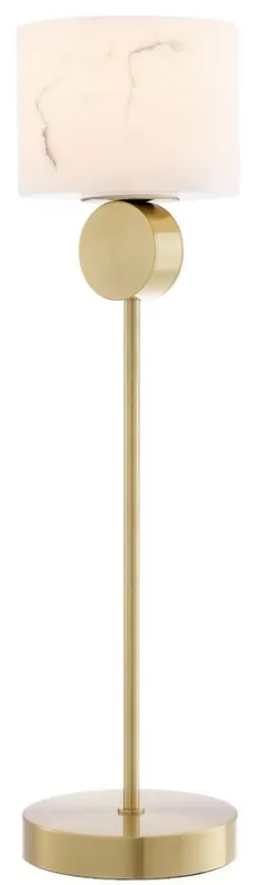 Zertifiziert Casa Padrino lampada da tavolo di lusso ottone / alabastro Ø 20 x A. 76 cm - Lampada da tavolo moderna con paralume rotondo in alabastro - Luci di Lusso