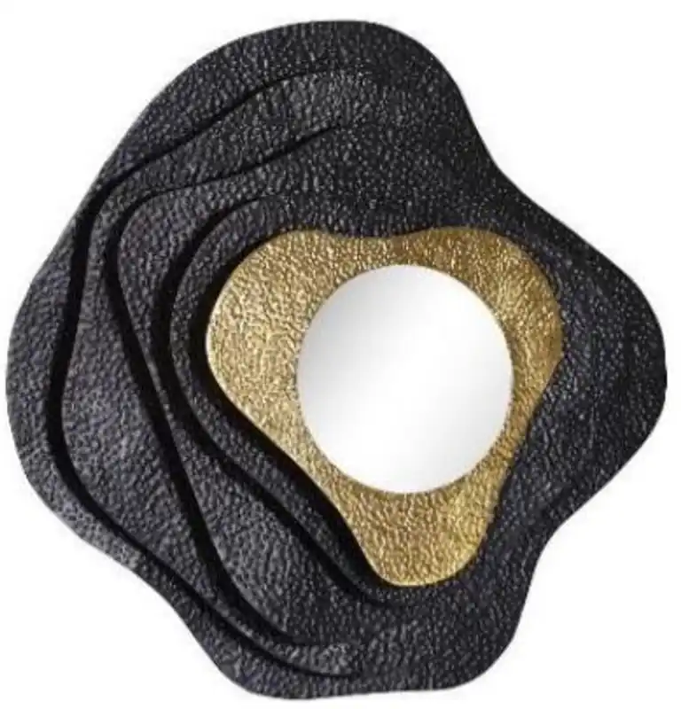 Direkt Vom Hersteller Casa Padrino specchio di design nero / oro 96 x A. 96 cm - Specchio da parete moderno in metallo verniciato a polvere e zincato - Collezione di Lusso