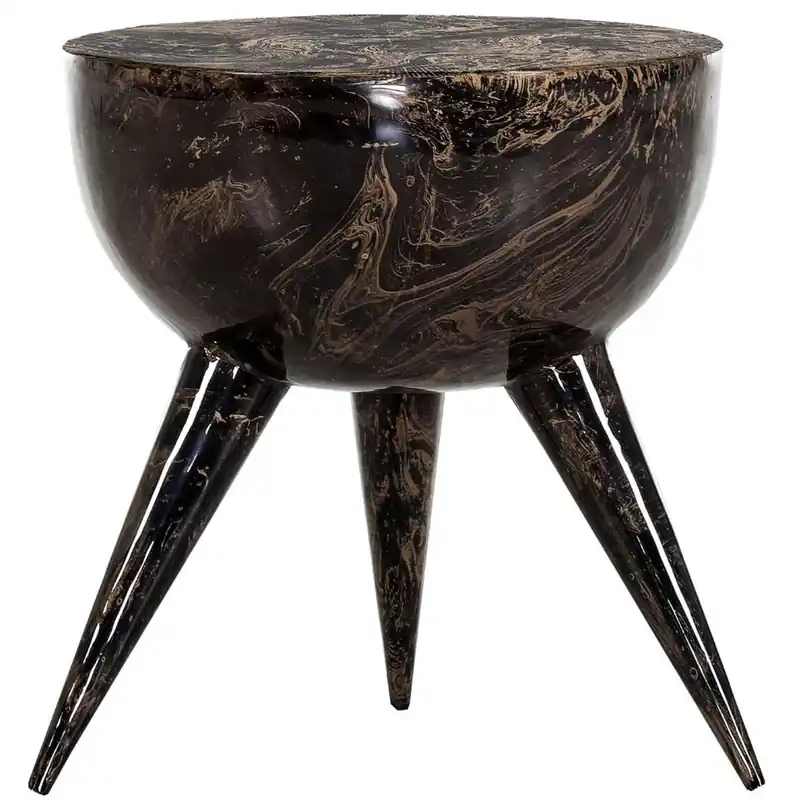 Neue Ware Casa Padrino tavolino di lusso nero / oro Ø 42 x A. 46 cm - Tavolo rotondo in alluminio treppiede con effetto marmo - Mobili per Soggiorno