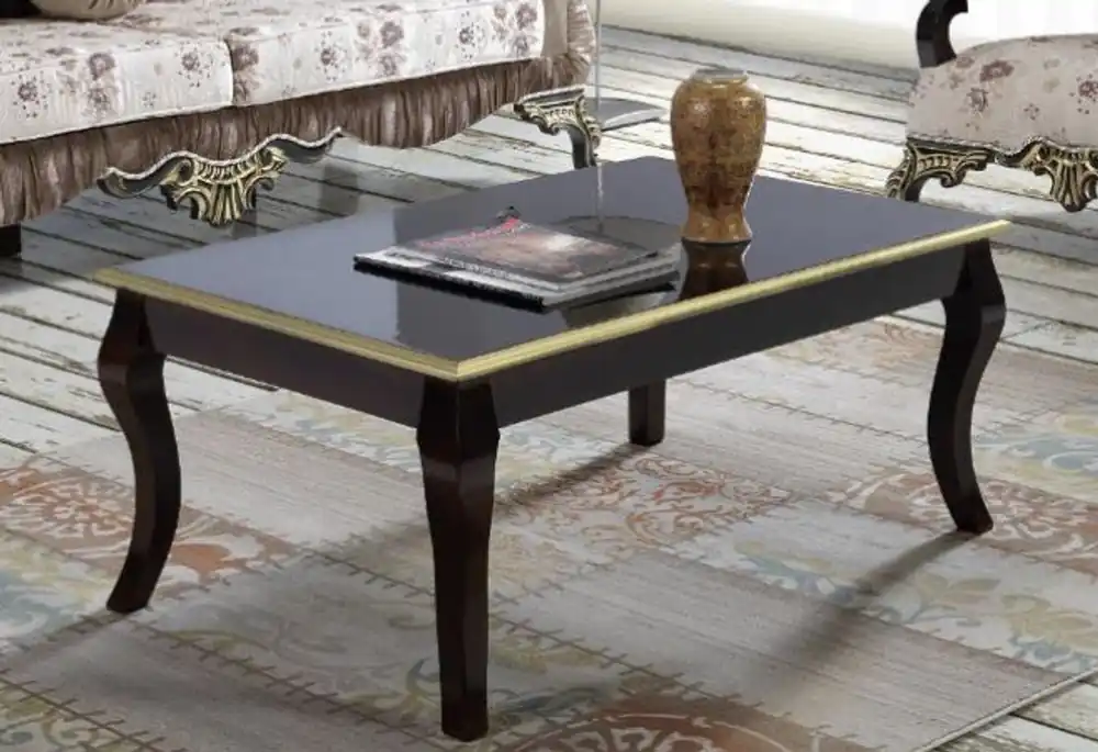 Online Kaufen Casa Padrino tavolo soggiorno barocco nero / oro 100 x 74 x A. 46 cm - Tavolo da salotto in legno massello in stile barocco - Mobili da salotto barocco