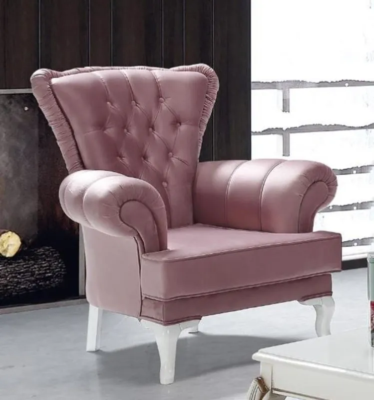 Casa Padrino poltrona barocco rosa / bianco 98 x 83 x A. 101 cm - Poltrona da salotto in stile barocco - Mobili Barocchi Garantierte Lieferung