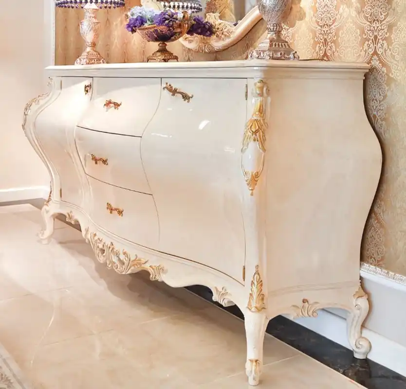Sonderangebot Casa Padrino cassettone barocco di lusso crema / oro 243 x 60 x A. 115 cm - Mobile in legno massello magnifica con 2 ante e 3 cassetti - Mobili Barocchi Nobili
