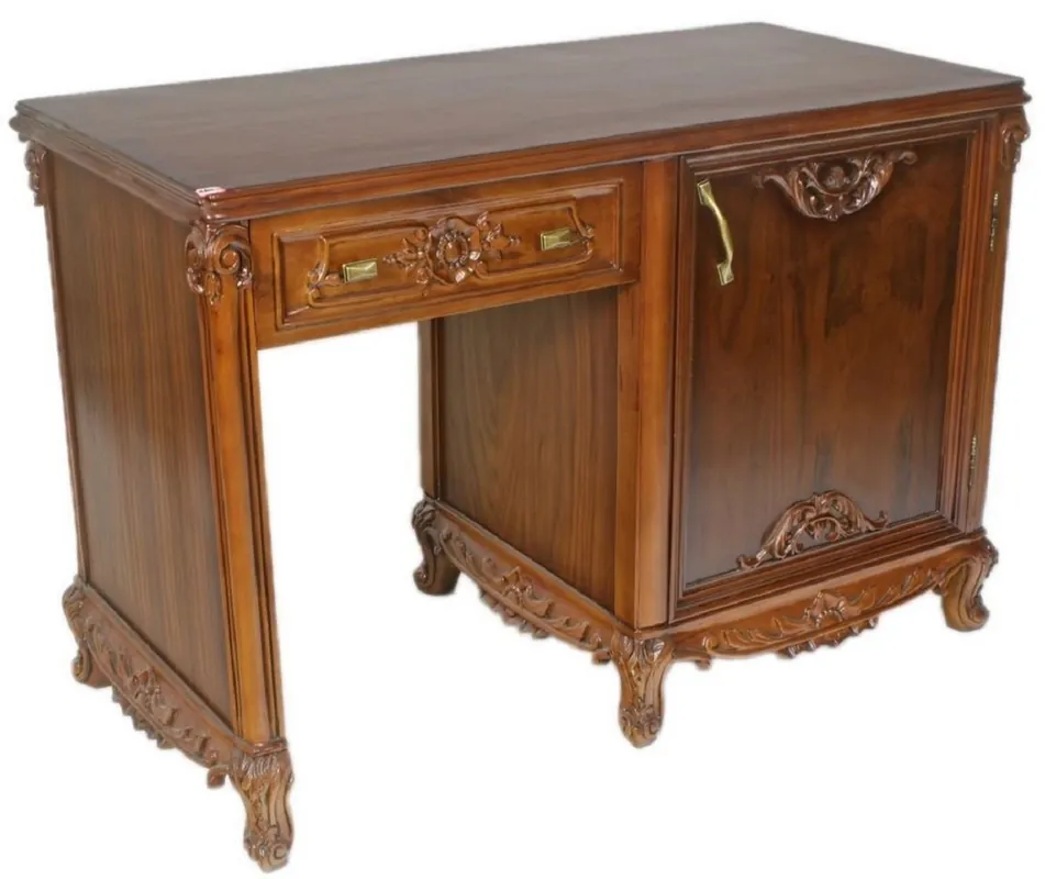 Finale Aktion Casa Padrino scrivania barocco marrone / ottone 120 x 60 x A. 80 cm - Tavolo da ufficio in legno massello fatto a mano - Mobili da ufficio in stile barocco