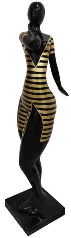 Neue Kollektion Casa Padrino scultura di design donna con abito nero / oro A. 102 cm - Figura di decorazione resistente alle intemperie - Accessori di Decorazione