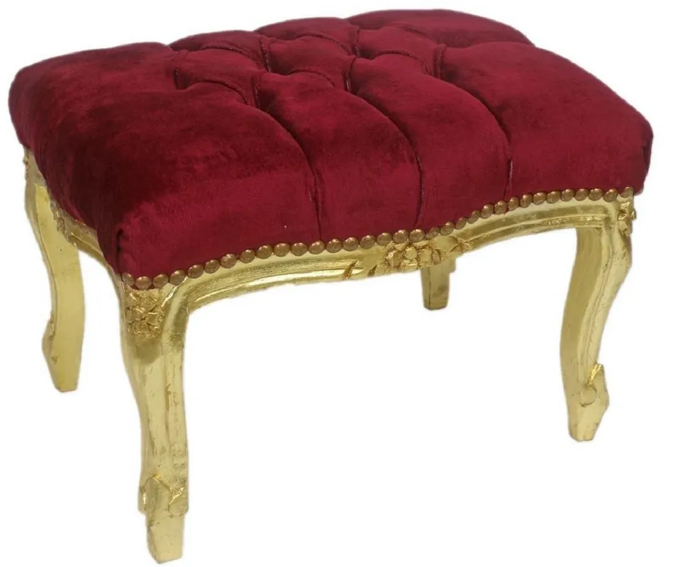 Casa Padrino sgabello barocco rosso borgogna / oro 50 x 40 x A. 35 cm - Sgabello barocco fatto a mano con strass - Mobili in stile barocco Online Kaufen