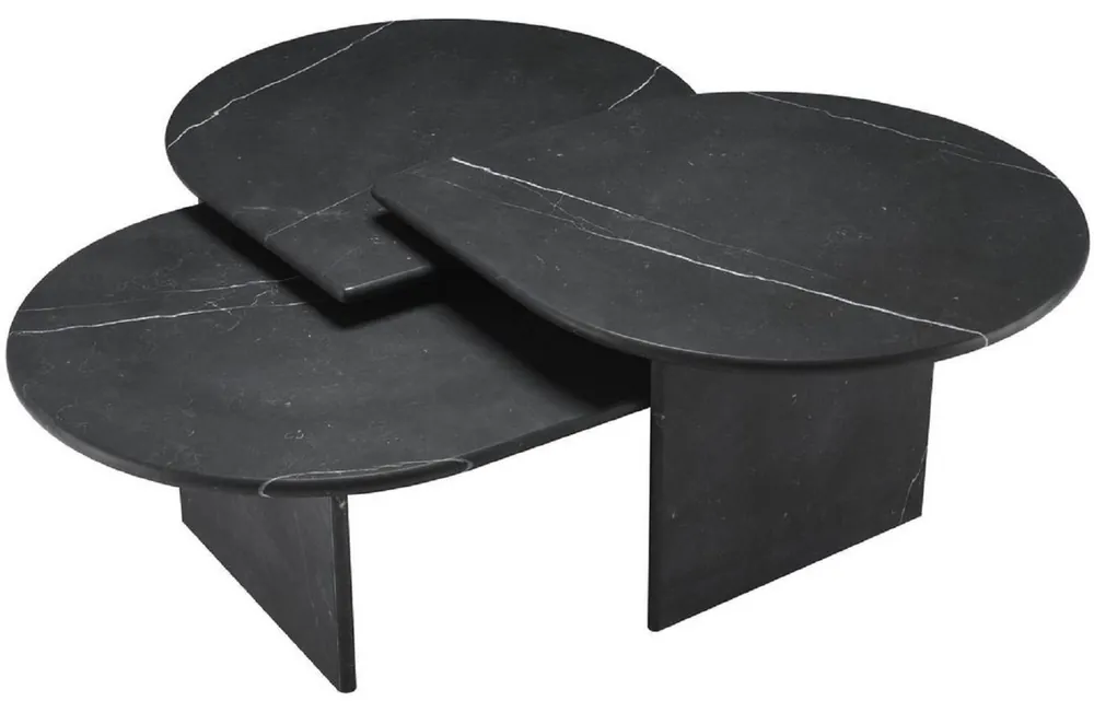 Must-Have Casa Padrino set da tavolo soggiorno di lusso nero - 3 Tavoli da salotto in marmo di alta qualità - Mobili da soggiorno di lusso
