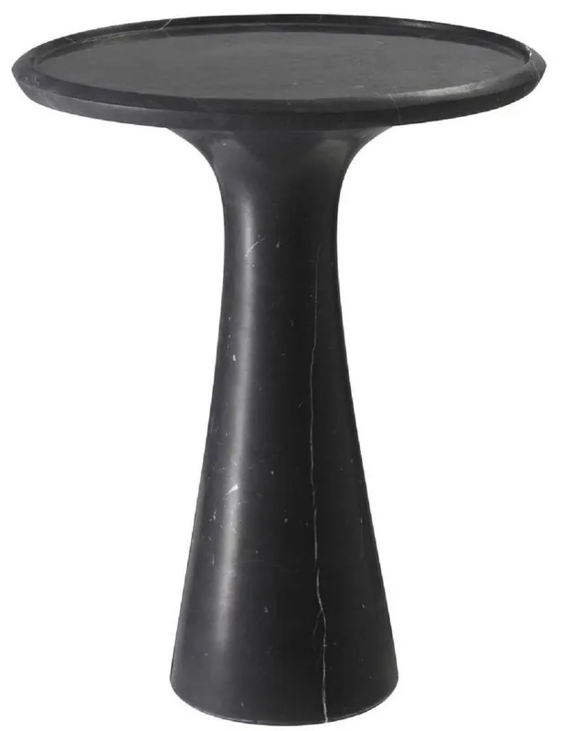 Top-Preis Casa Padrino tavolino di lusso nero Ø 46,5 x A. 60 cm - Tavolino rotondo in marmo di alta qualità - Mobili da soggiorno di lusso
