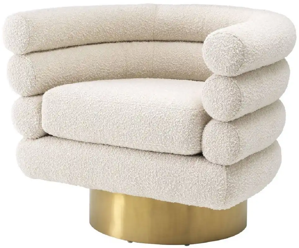Jetzt Bestellen Casa Padrino poltrona girevole di lusso crema / ottone 87 x 69 x A. 70 cm - Poltrona da Salotto - Mobili di Lusso