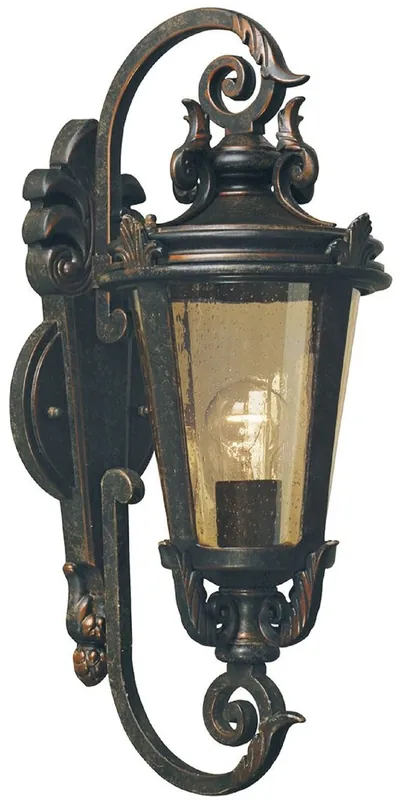 Sonderangebot Casa Padrino lampada da parete per esterno barocco nero antico / bronzo / ambra 22,5 x 22 x A. 55 cm - Lampada da esterno per terrazza da giardino con balcone nostalgico - Luci da esterno nostalgico
